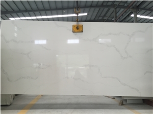 Calacatta Nuvo China Man-Made Quartz Stone with Iso/Nsf Certificate,Standard Sizes 126 *63 and 118 *55 with the Best and 100% Guaranteed Quality and Services