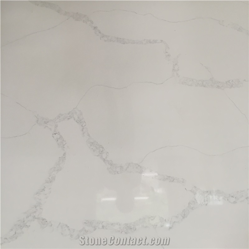 Calacatta Nuvo China Man-Made Quartz Stone with Iso/Nsf Certificate,Standard Sizes 126 *63 and 118 *55 with the Best and 100% Guaranteed Quality and Services