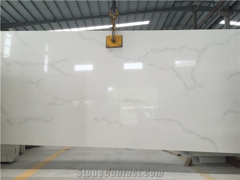 Calcutta Nuvo Quartz Stone Slab Solid Surface Thickness 2cm or 3cm with High Gloss and Hardness