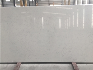 Carrara White Man-Made Marble Like Veined Collection Quartz Stone Polished Surface with Random Pattern for the Cyber Cafe, Dressing Room, Kitchen, Utility and Dining Room Table