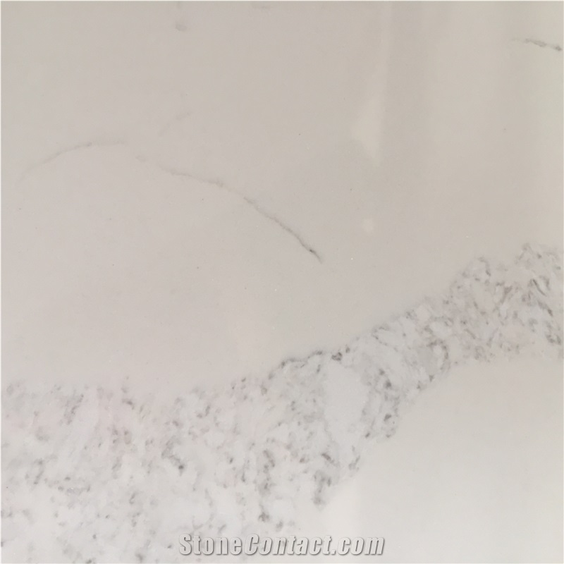 China Calacatta Gold Quartz Stone Slab for Pre-Fabricated Tops Customized Countertop Stylish Performance Of Veined Movement and Pattern