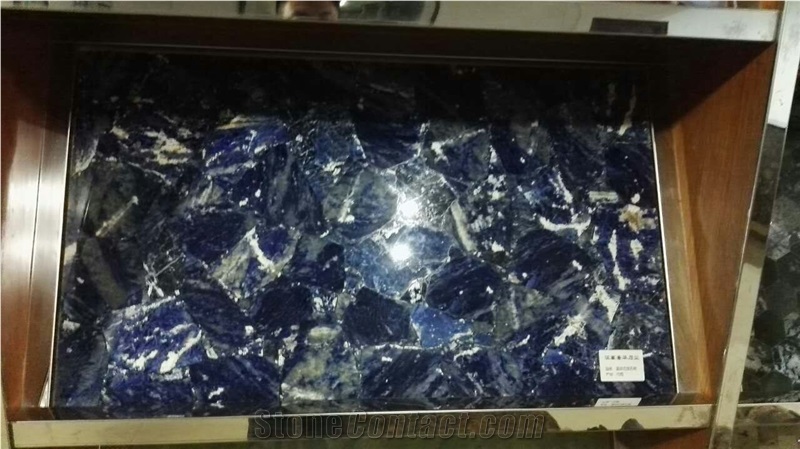 Blue Cloisonne Onyx,Transparent Dark Blue Semiprecious Stone Slabs