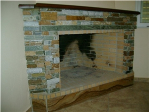 Karistou Green Quartzite Stone Fireplace