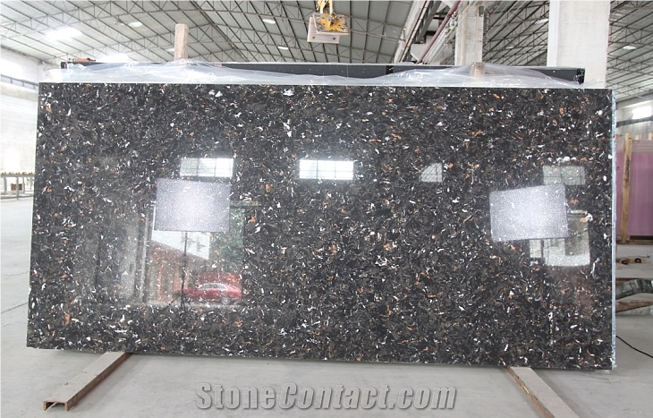 Black Quartz Slab / Quartz Floor Tiles / Quartz Stone for Kitchen Countertop / Quartz Floor Tiles