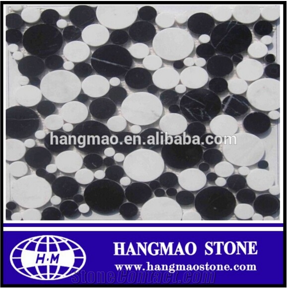 Cheap Black and White Marble Mosaic Floor Tile