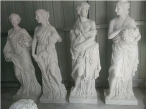 Cheap Garden Four Seasons Marble Statues, Natural Green Marble Statues
