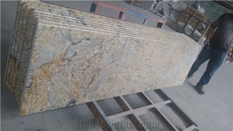 China Sunny Flower Color Laminated Bullnose Kitchen Granite Countertops Prices