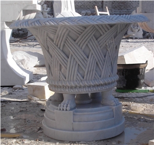 China White Marble Exterior Flower Pots Designs