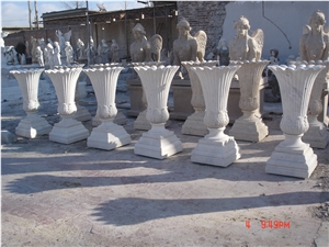 China White Marble Exterior Flower Pots Designs