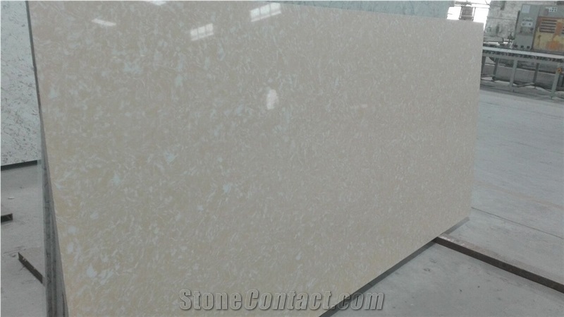 Engineering Quartz Slab, China Beige Quartz Stone