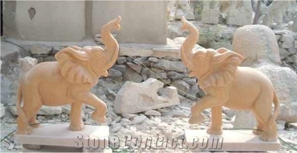 Handcarved China Marble Stone Elephant Sculpture