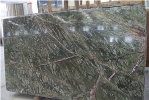 Indian Exotic Color Rain Forest Green Marble Slabs