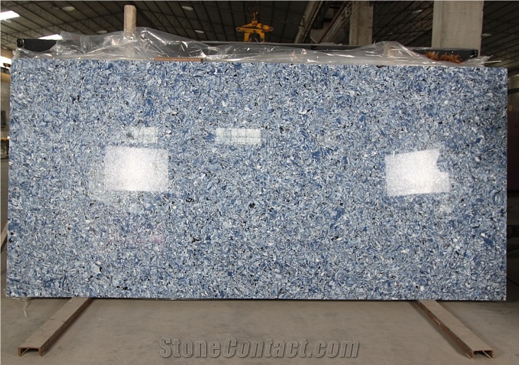 Ocean Blue Quartz Stone Slab, Artificial Blue Quartz Stone Slab, Blue Quartz Stone, Engineered Stone