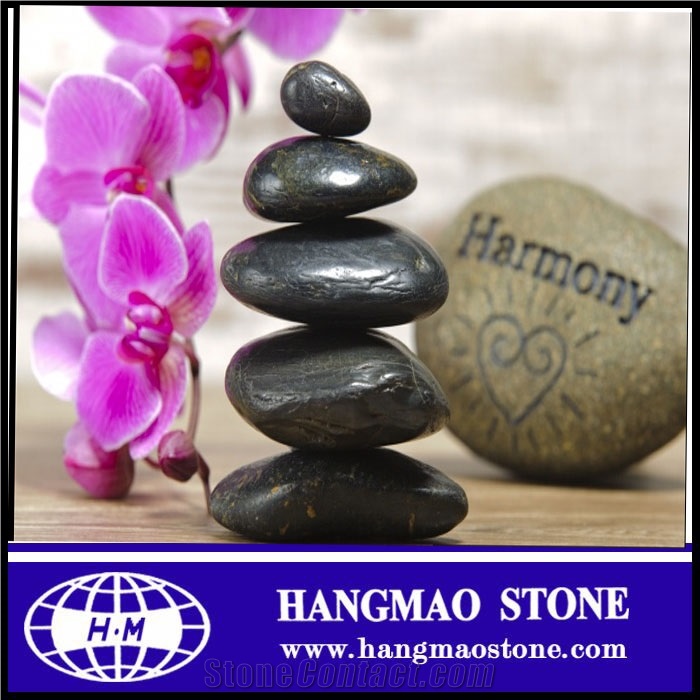 Polished Black Natural Pebble Stone, River Stone