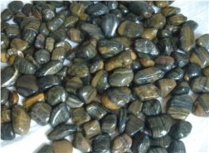 Polished Natural River Pebble Stone in Stripe Color