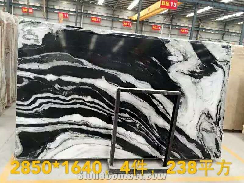 Sichuan Black Marble Slab,Panda Black Marble