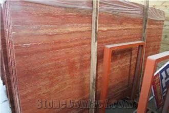 Turkey Red Travertine Stone Slabs in Stock
