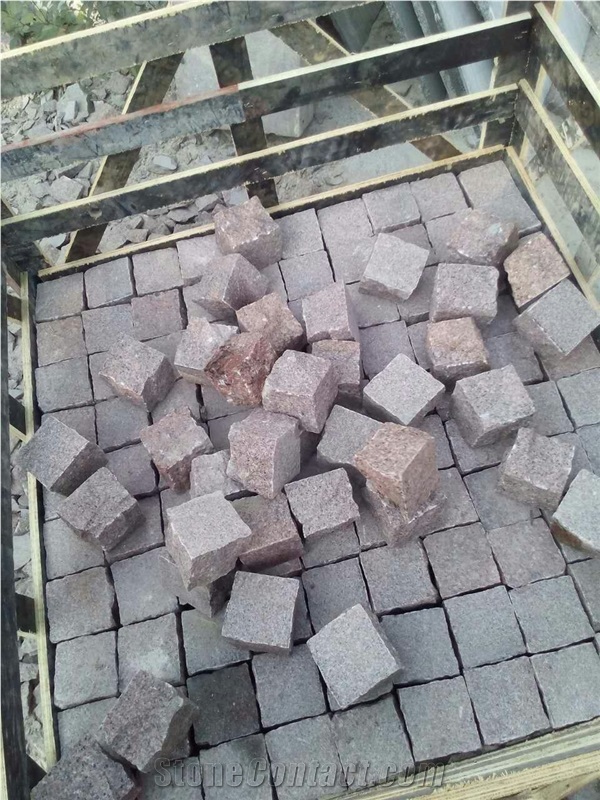 G354,Red Granite Paver,Cobble Stone,Floor Covering,Patio,Exterior Pattern