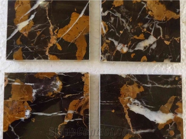 Black N Gold Slabs & Tiles, Pakistan Black and Gold Marble Slabs and Tiles