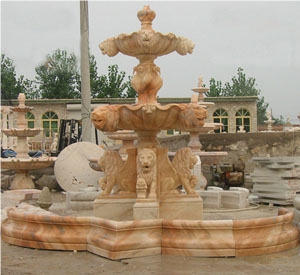 Rosa Brasil Pink Marble Fountain, Water Fountain, Garden Sculptured Fountains