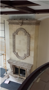 White Marble Fireplace Mantel Sculptured Fireplace