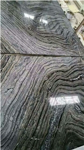 China Antiquity Wood Grain Polished Black Marble Slabs & Tiles,Marble Floor Covering Tiles,Marble Skirting,Marble Wall Covering Tile