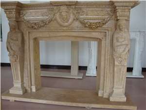 Cheap Handcarved Beige Hearth Marble Fireplace Surround