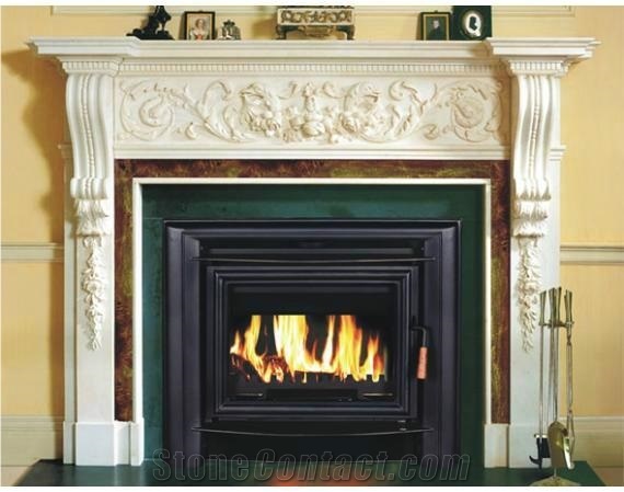 Hot Artificial Indoor White Marble Fireplace(Hf-008)