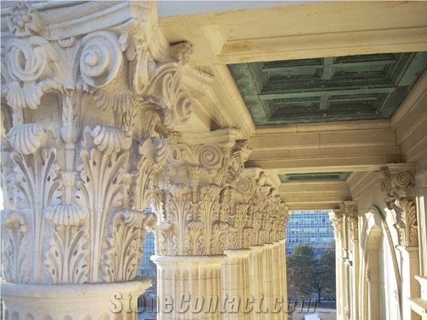 Indiana Buff Limestone Carved Column Tops