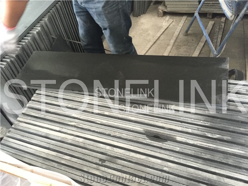 China Black Granite Steps & Stairs, Menggu Black Granite, Mongolia Black, Ebony Black Granite