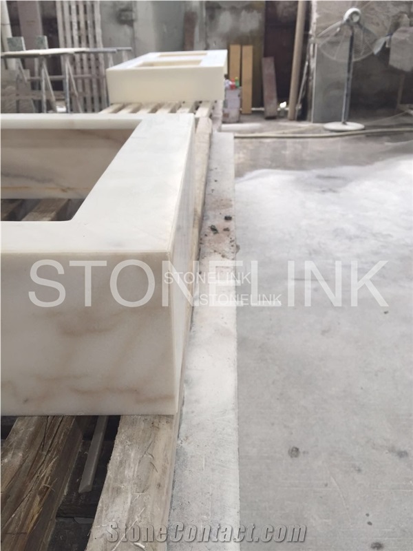 China Guangxi White Marble Bathroom Countertops, White Marble Custom Vanity Tops