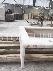 China White Marble Honed Countertops, Guangxi White Bathroom Vanity Top