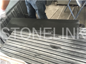 Customerized Black Granite Door Steps & Risers, Ebony Black Granite Stairs