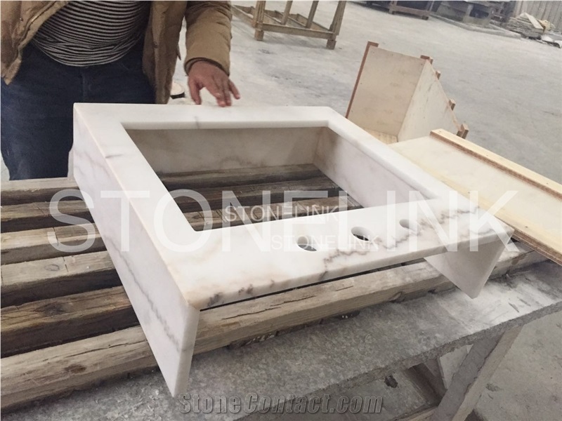 Guang Xi White Engineered Stone Bathroom, China White Marble Custom Vanity Tops