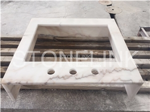 Guang Xi White Engineered Stone Bathroom, China White Marble Custom Vanity Tops