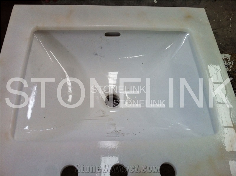 Guangxi White Marble Bathroom Countertops, China White Marble Custom Vanity Tops