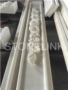 Handcarved Fireplace Mantel, Volakas Marble Sculptured Fireplace, Greece White Marble