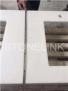 Polished China Absolute White Marble Custom Countertops, White Marble Engineered Stone Kitchen Countertops