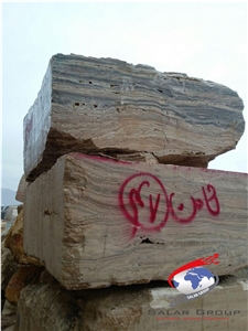 Wavy Royal Wood, Iran Beige Marble Block