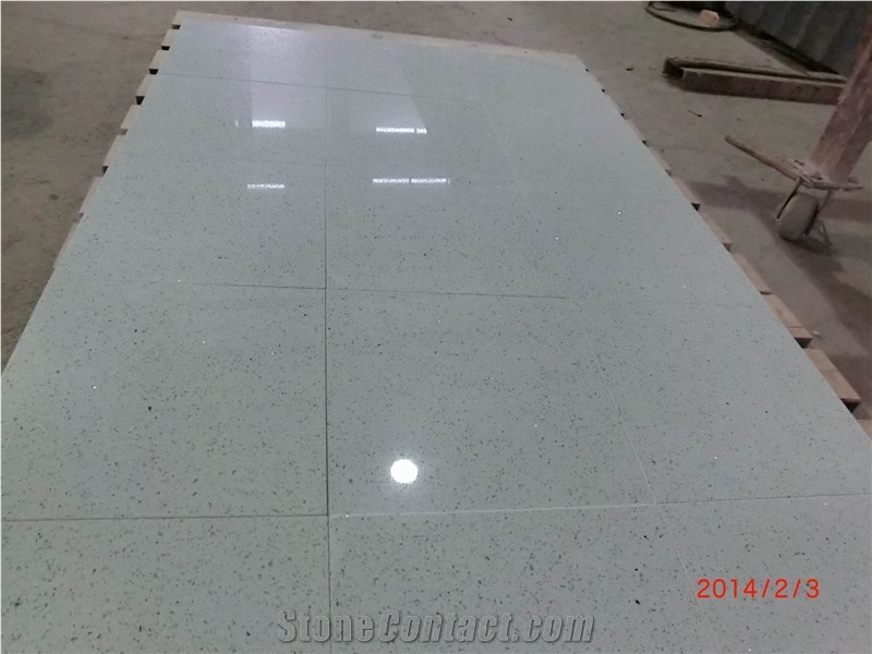 China Good Brand Sparkle White Quartz Stone Tile