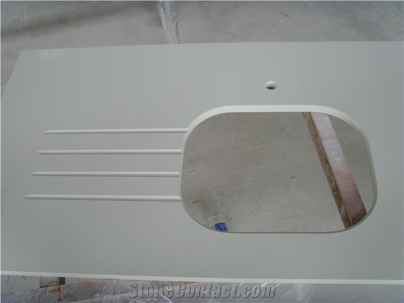 Easy Maintain Pure White Quartz Stone Countertops