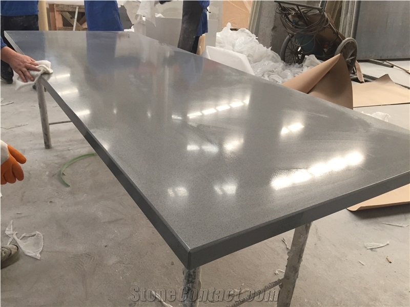 Heat Resistance Grey Quartz Stone Quartz Crystal Countertops From