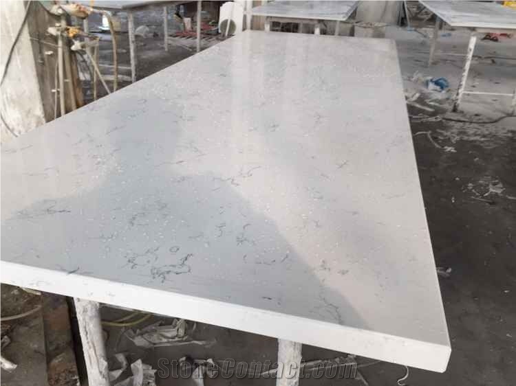 High Ridigity Chinese Arctic White Quartz Stone Kitchen Countertops