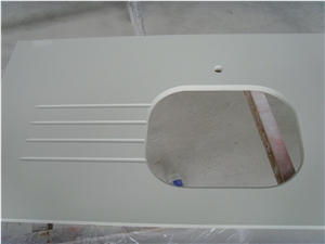 Solid Surface Bathroom White Color Vanity Top