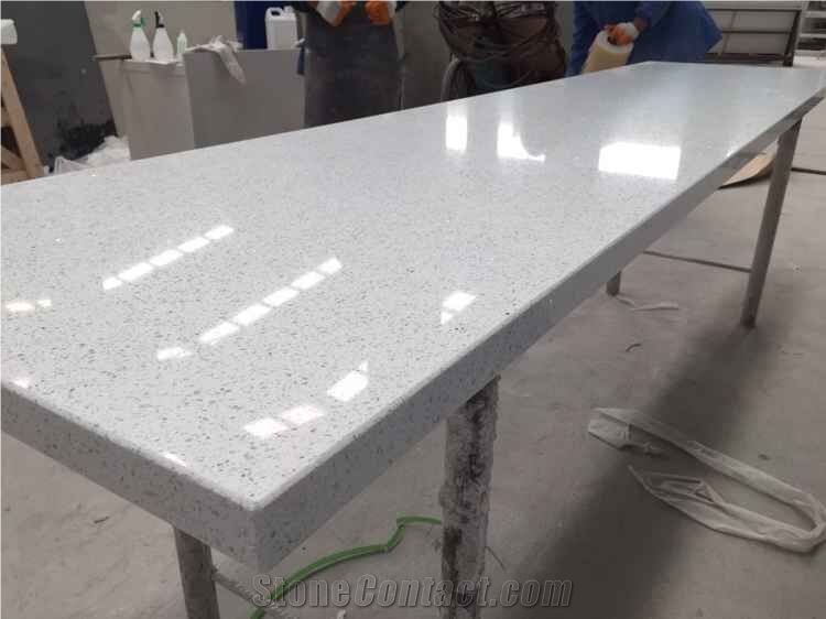 Sparkle White Quartz Stone Kitchen, White Quartz Countertops With Glitter