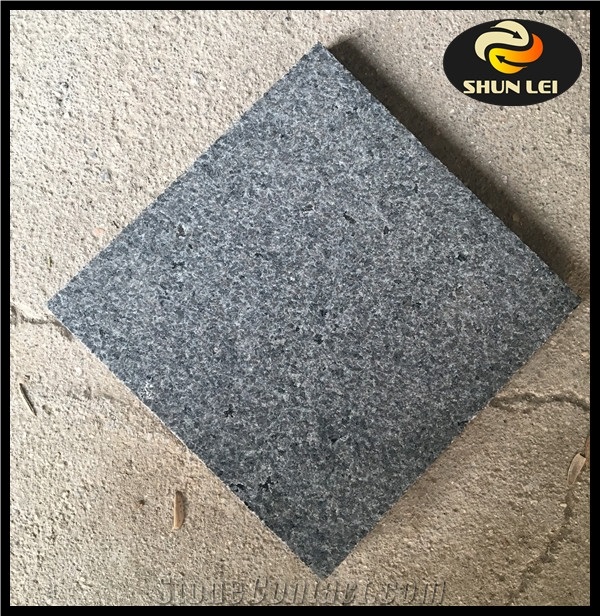 30x30x3cm Hebei Balck Granite with Flamed Surface, 3cm Thickness Flamed Black Granite Stone for Paving, Flamed Granite Paving Stone