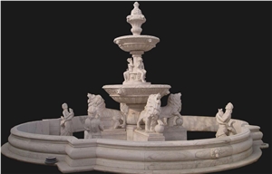 Large Scale Lion Statue Multi-Outlet Marble Water Fountain