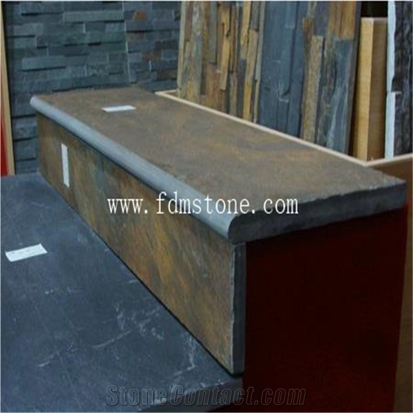 30*30cm High Quality Natural Multicolor Rusty Slate Swimming Pool Coping Stones