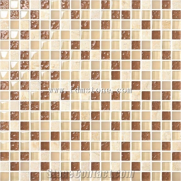 Beautiful Square Glass Mosaic,300x300mm Golden Yellow Crystal Glass Mosaic for the Wall and Floor