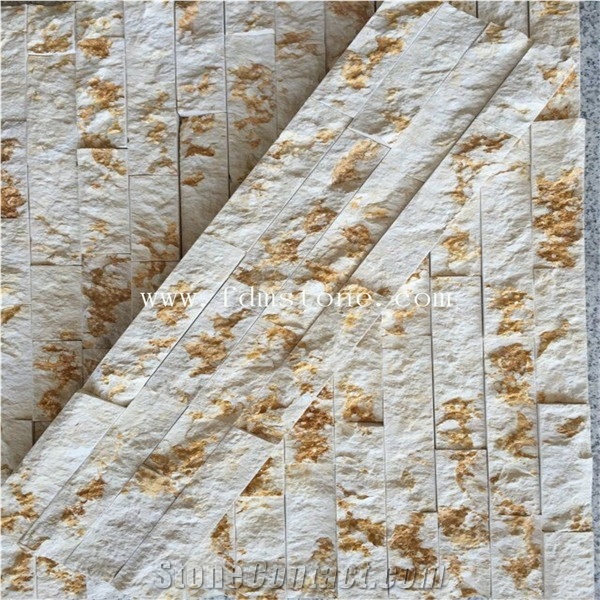 Beige Yellow Marble Culture Stone Ledgestone for Interior and Exterior Wall Decoration